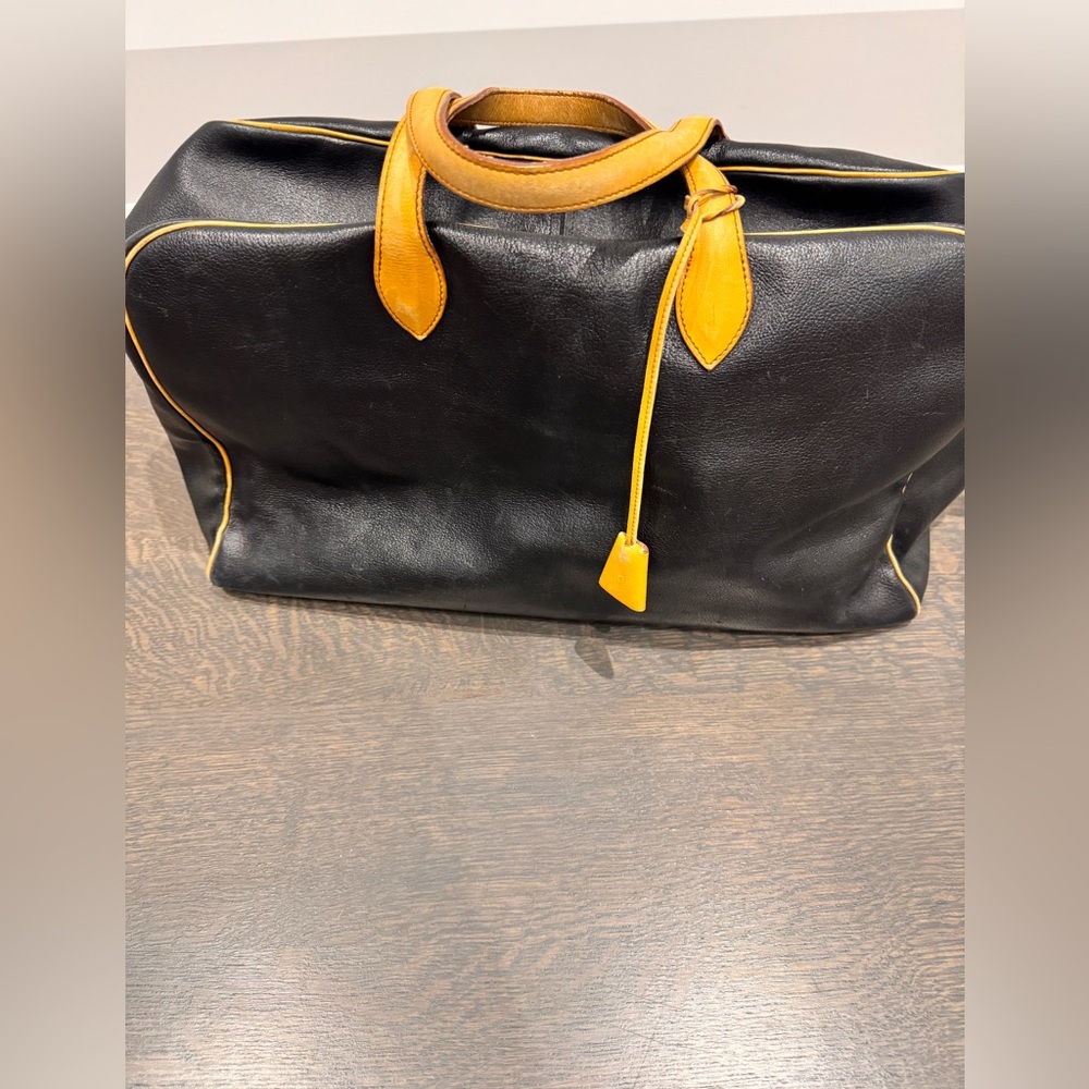 Authentic Vintage HERMES Paris made in France-INDIGO LEATHER TRAV DUFFEL BAG - Picture 6 of 17